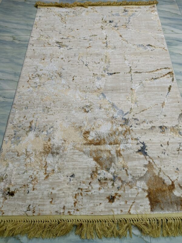 Ivory Glaze – 4x6 Ft Marble-Inspired Rug in Cream & Gold - Image 2