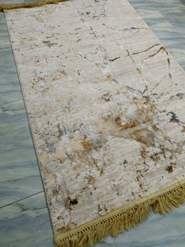 Ivory Glaze – 4x6 Ft Marble-Inspired Rug in Cream & Gold - Image 3