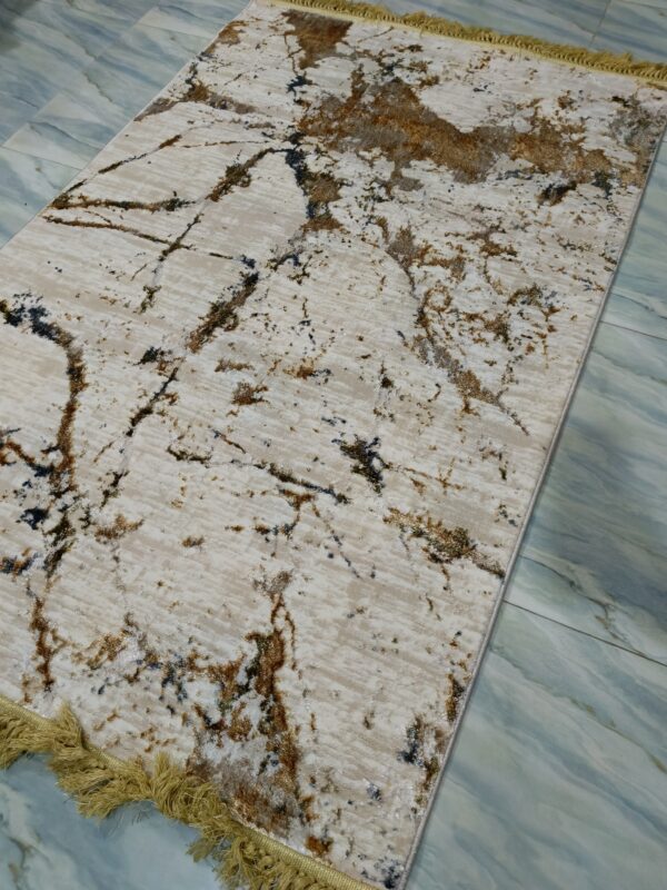 Ivory Glaze – 4x6 Ft Marble-Inspired Rug in Cream & Gold - Image 5