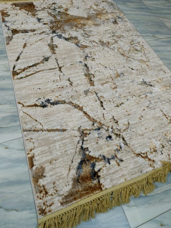Ivory Glaze – 4x6 Ft Marble-Inspired Rug in Cream & Gold - Image 6