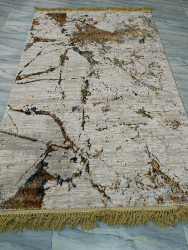 Ivory Glaze – 4x6 Ft Marble-Inspired Rug in Cream & Gold - Image 7