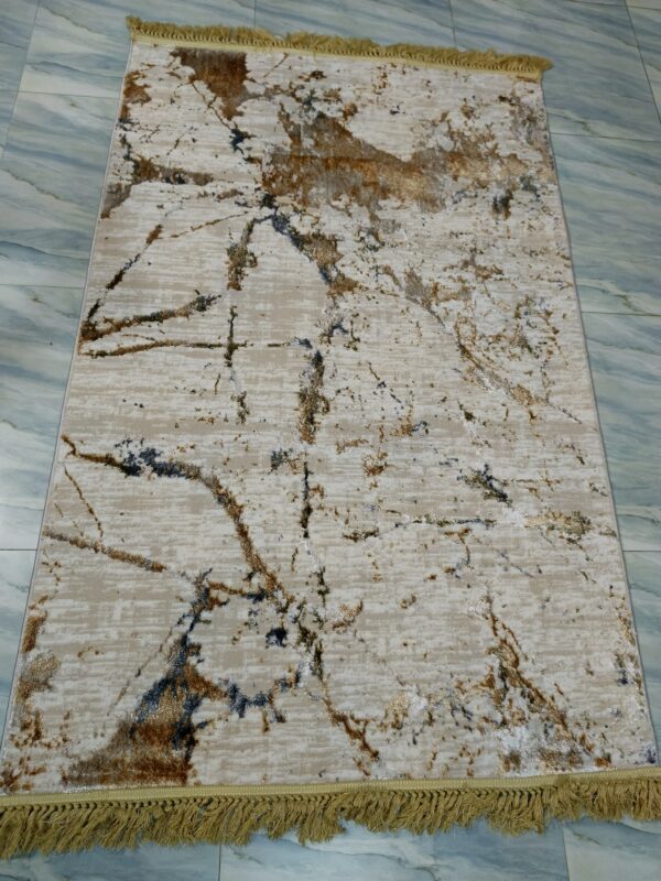 Ivory Glaze – 4x6 Ft Marble-Inspired Rug in Cream & Gold - Image 8