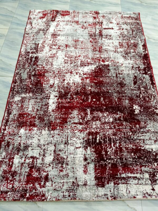 Crimson Fade – 4x6 Ft Abstract Rug in Red & Frosted Grey