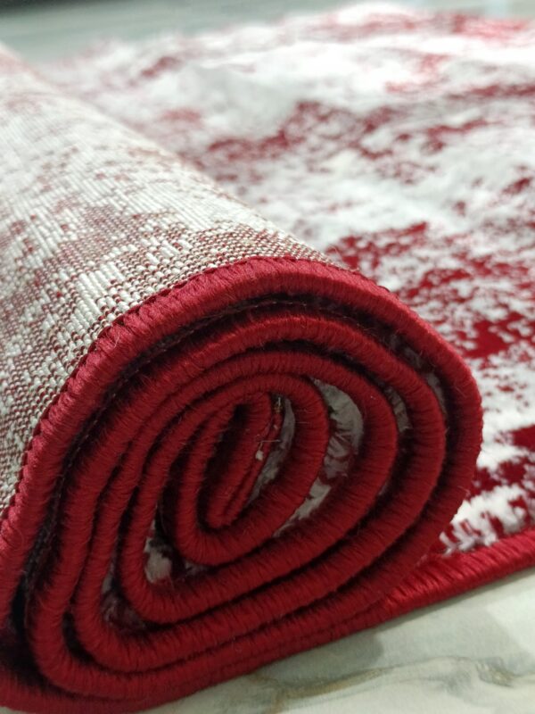 Crimson Fade – 4x6 Ft Abstract Rug in Red & Frosted Grey - Image 11
