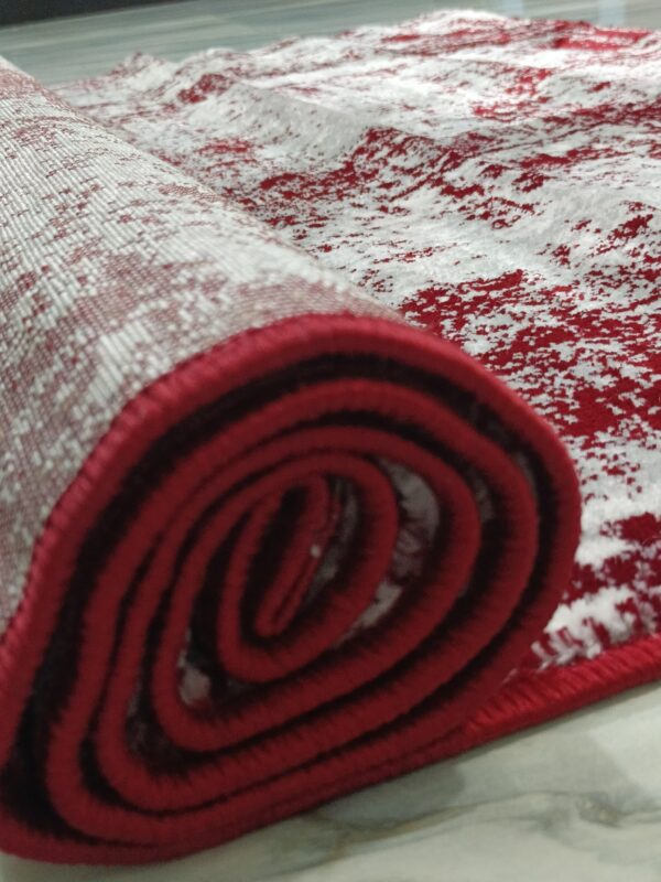 Crimson Fade – 4x6 Ft Abstract Rug in Red & Frosted Grey - Image 12