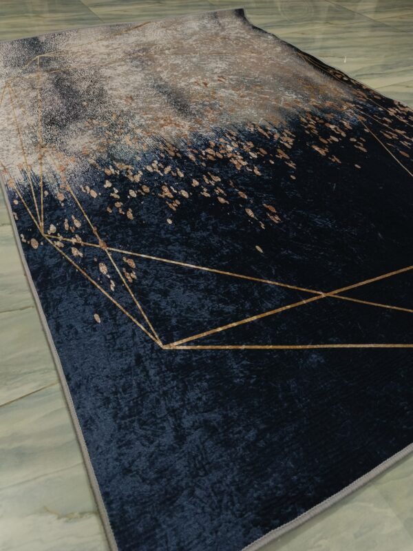 Midnight Mist – 4x6 Ft Luxe Rug in Navy, Rose Gold & Cream - Image 8