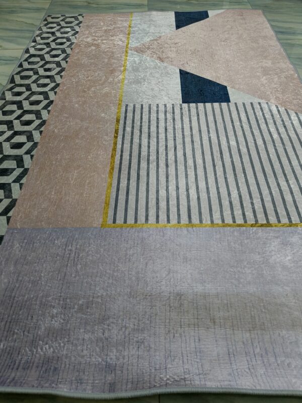 Pastel Maze – 4x6 Ft Geometric Rug in Lilac, Blush & Charcoal - Image 4