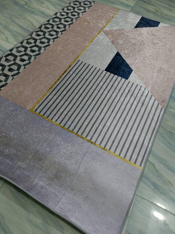 Pastel Maze – 4x6 Ft Geometric Rug in Lilac, Blush & Charcoal - Image 5