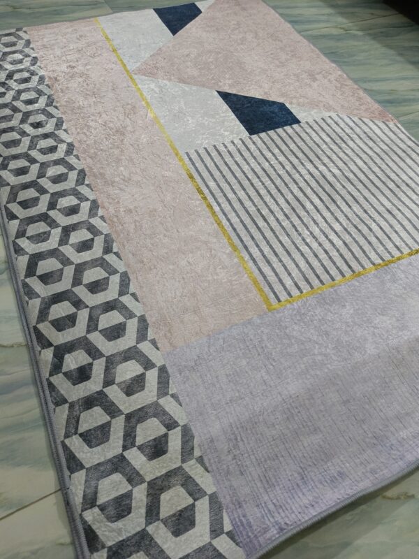 Pastel Maze – 4x6 Ft Geometric Rug in Lilac, Blush & Charcoal - Image 6