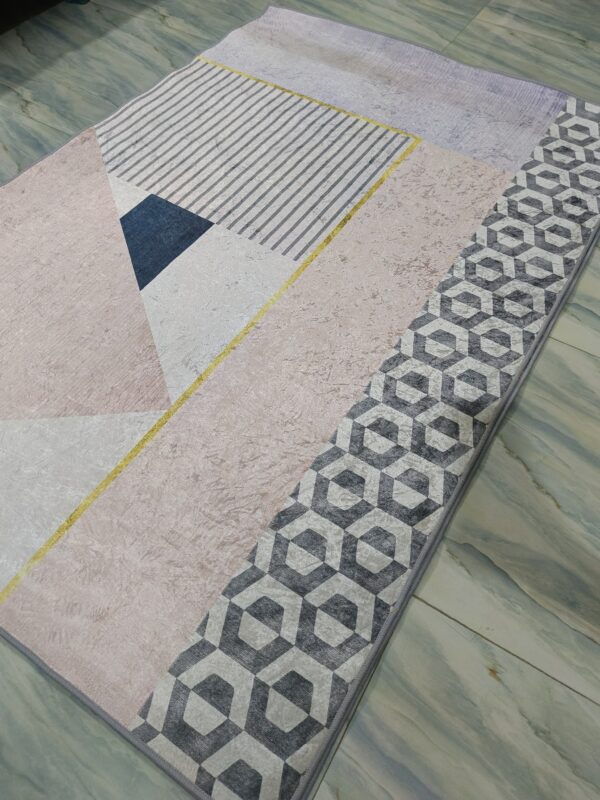 Pastel Maze – 4x6 Ft Geometric Rug in Lilac, Blush & Charcoal - Image 7