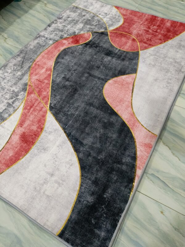 Crimson Flow – 4x6 Ft Abstract Rug in Red, Black & Grey - Image 6