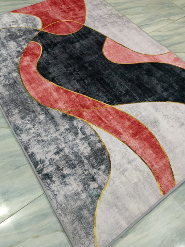 Crimson Flow – 4x6 Ft Abstract Rug in Red, Black & Grey - Image 7