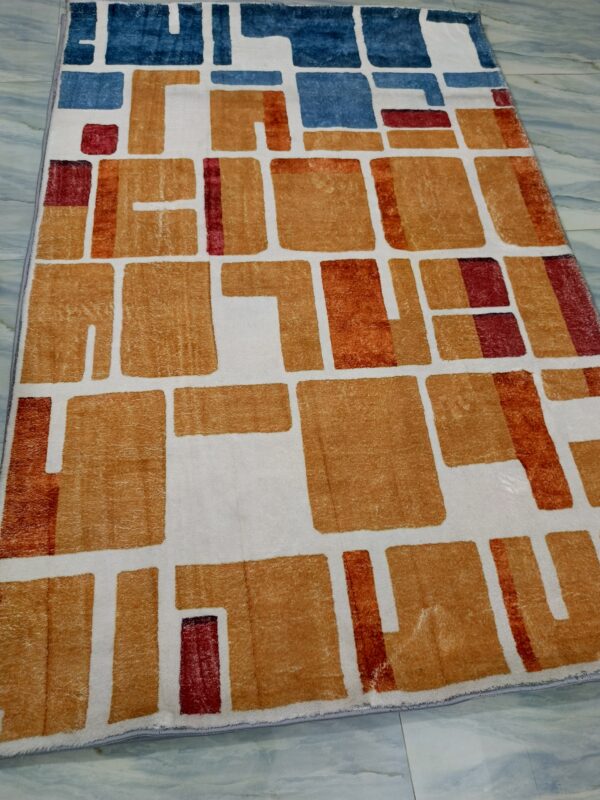Retro Blocks – 4x6 Ft Colorful Rug in Mustard, Blue & Red - Image 7