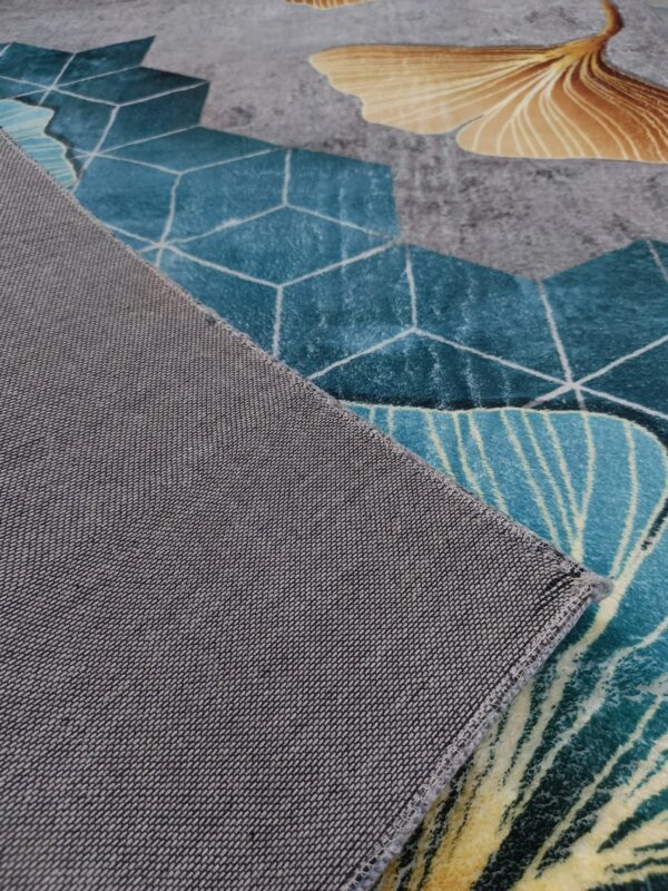 Botanic Fall – 4x6 Ft Floral Rug in Teal, Grey & Golden Brown - Image 9