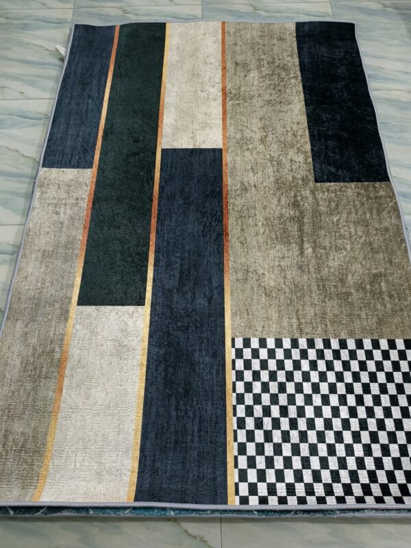 Diamond Lines – 4x6 Ft Modern Rug in Olive, Beige & Black - Image 3