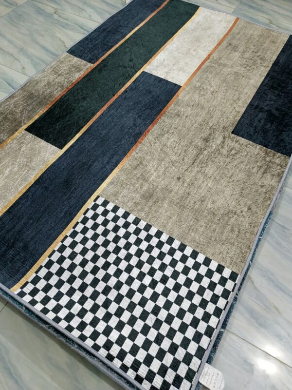 Diamond Lines – 4x6 Ft Modern Rug in Olive, Beige & Black - Image 4
