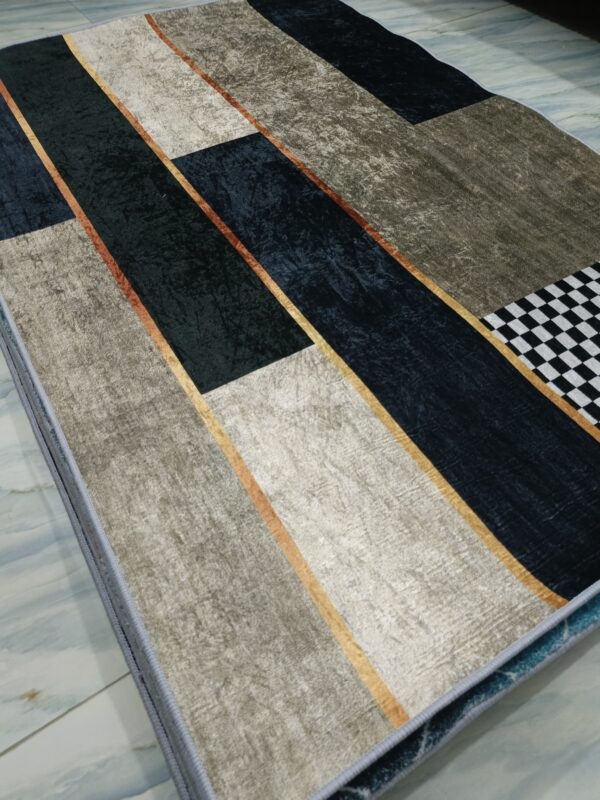 Diamond Lines – 4x6 Ft Modern Rug in Olive, Beige & Black - Image 5