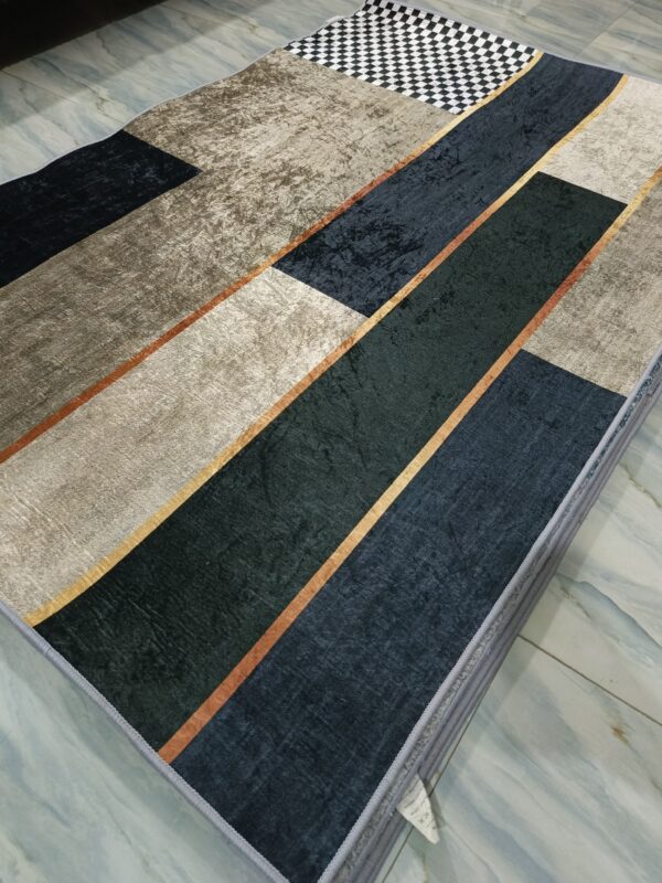 Diamond Lines – 4x6 Ft Modern Rug in Olive, Beige & Black - Image 6
