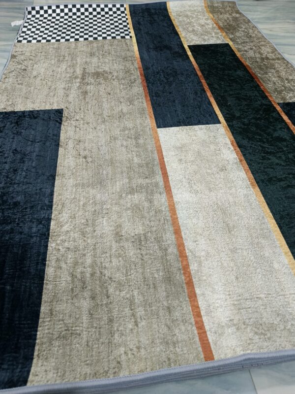 Diamond Lines – 4x6 Ft Modern Rug in Olive, Beige & Black - Image 8