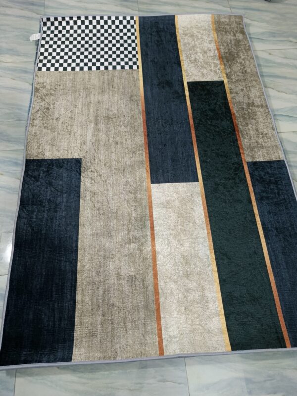 Diamond Lines – 4x6 Ft Modern Rug in Olive, Beige & Black - Image 9