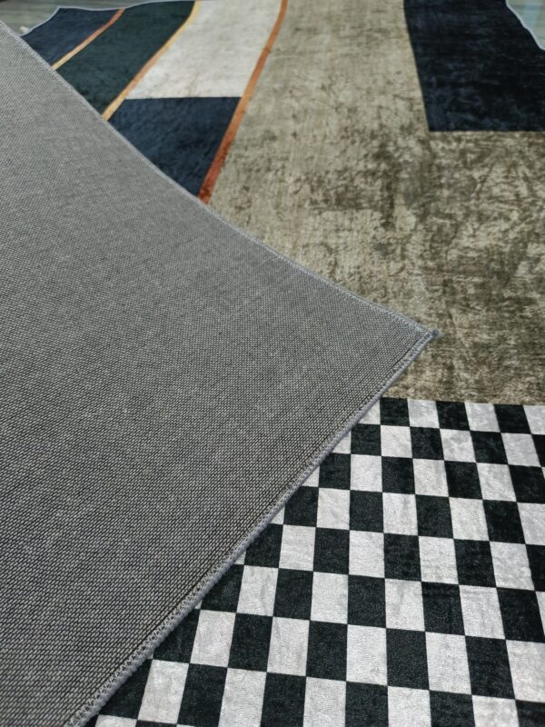 Diamond Lines – 4x6 Ft Modern Rug in Olive, Beige & Black - Image 2
