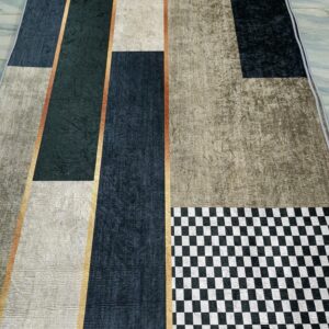 Diamond Lines – 4x6 Ft Modern Rug in Olive, Beige & Black