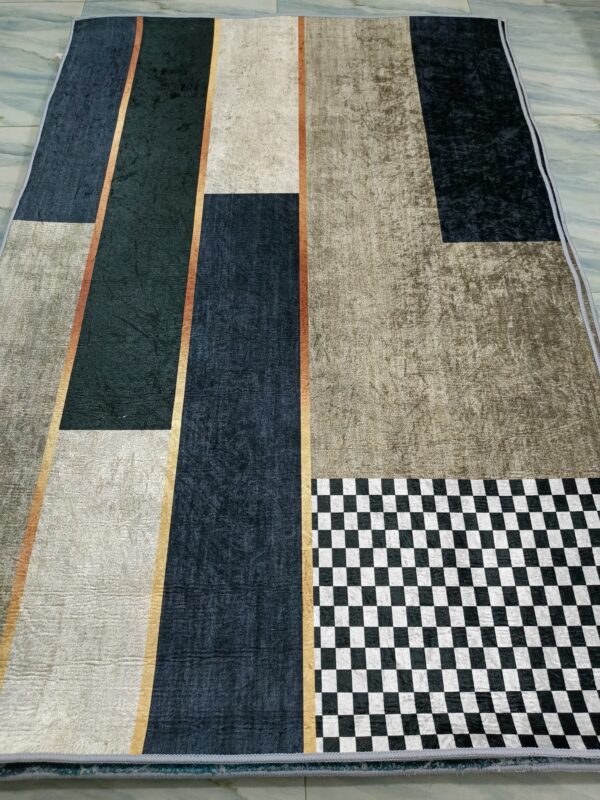 Diamond Lines – 4x6 Ft Modern Rug in Olive, Beige & Black