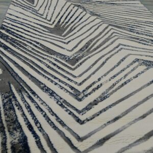 Zigwave – 4x6 Ft Textured Rug in White, Grey & Blue