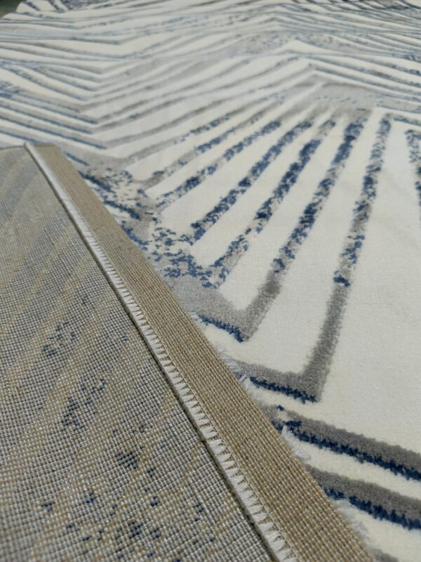 Zigwave – 4x6 Ft Textured Rug in White, Grey & Blue - Image 11