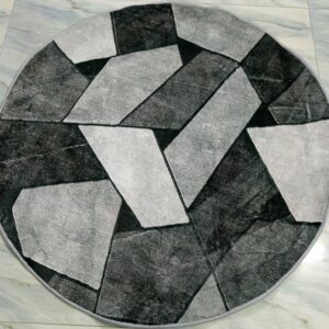 Urban Stone – 4x4 Ft Round Rug in Charcoal & Light Grey