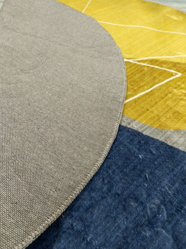Sunbeam Orbit – 4x4 Ft Round Rug in Mustard, Navy & Grey - Image 6