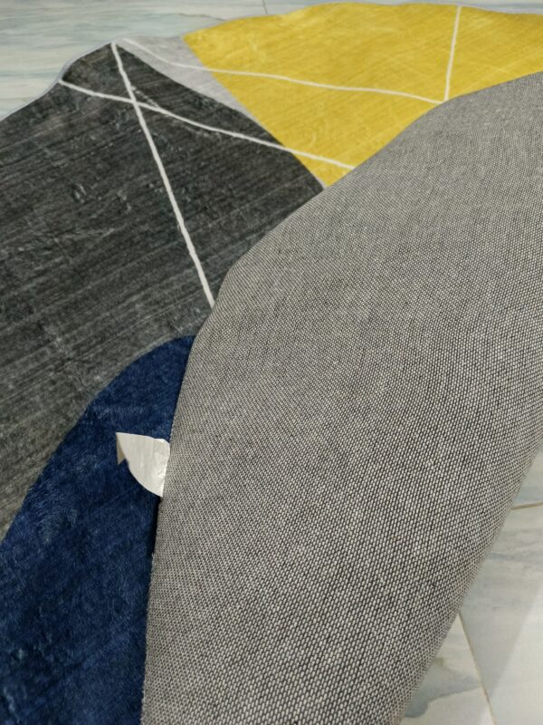 Sunbeam Orbit – 4x4 Ft Round Rug in Mustard, Navy & Grey - Image 7