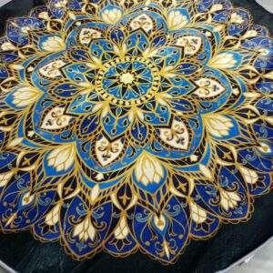Royal Mandala – Premium Round Rug | Regal Blue-Gold Art for Signature Spaces