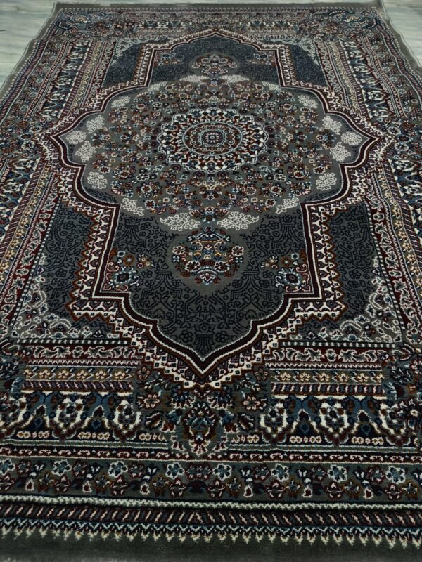 Royal Medallion – 5x7 Ft Turkish Rug in Deep Grey & Burgundy Accents - Image 5