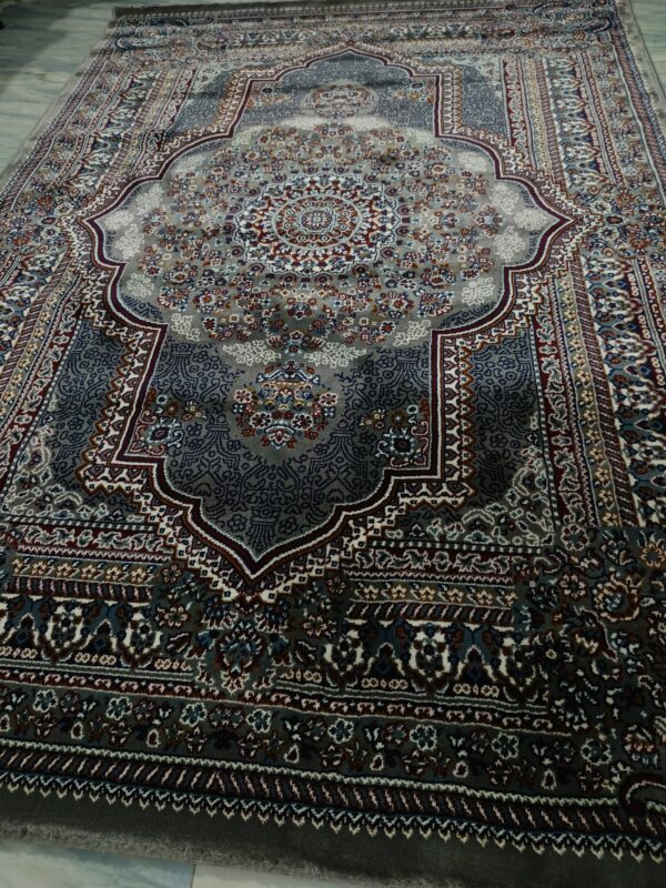 Royal Medallion – 5x7 Ft Turkish Rug in Deep Grey & Burgundy Accents - Image 10