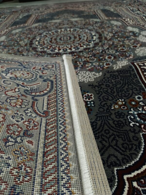 Royal Medallion – 5x7 Ft Turkish Rug in Deep Grey & Burgundy Accents - Image 12