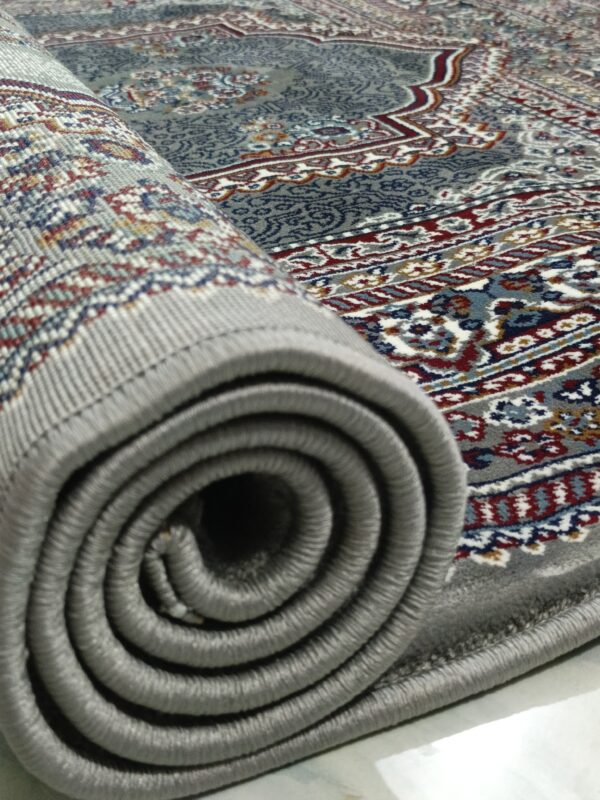 Royal Medallion – 5x7 Ft Turkish Rug in Deep Grey & Burgundy Accents - Image 14