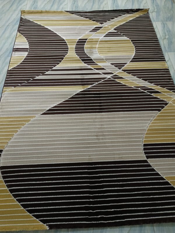 Modern Abstract Striped Rug – Brown & Beige Turkish Carpet | Soft & Durable Contemporary Floor Mat - Image 7