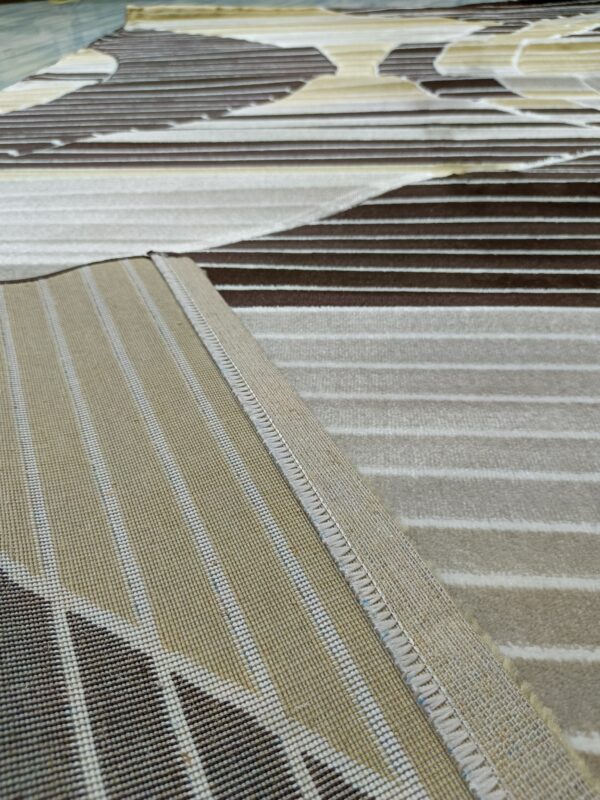 Modern Abstract Striped Rug – Brown & Beige Turkish Carpet | Soft & Durable Contemporary Floor Mat - Image 2