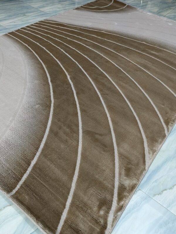 Earthwave Brown Minimalist Rug – 5.25x8.86 Ft Soft Turkish Carpet | Curved Gradient Design for Bedroom, Living Room & Quiet Corners - Image 4