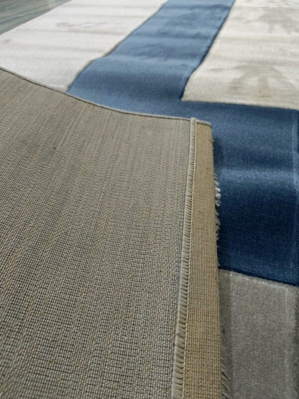 Modern Grey & Blue Patchwork Rug – 6×9 Ft Turkish Carpet | Soft Heatset Floor Mat for Living Room, Bedside & Home Corners - Image 7