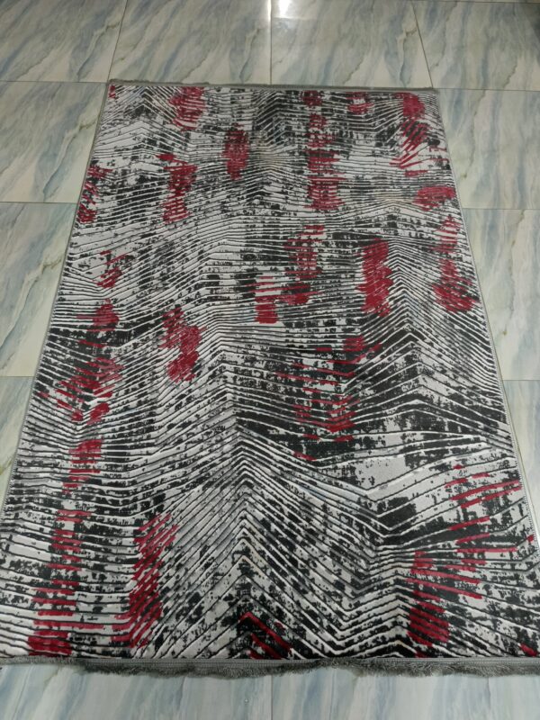 Abstract Turkish Rug – Red & Black Anti-Slip Soft Carpet for Living Room, Bedroom & Study Corners - Image 2