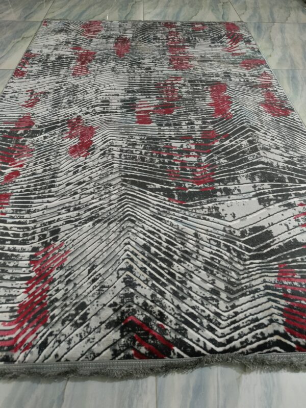 Abstract Turkish Rug – Red & Black Anti-Slip Soft Carpet for Living Room, Bedroom & Study Corners - Image 3