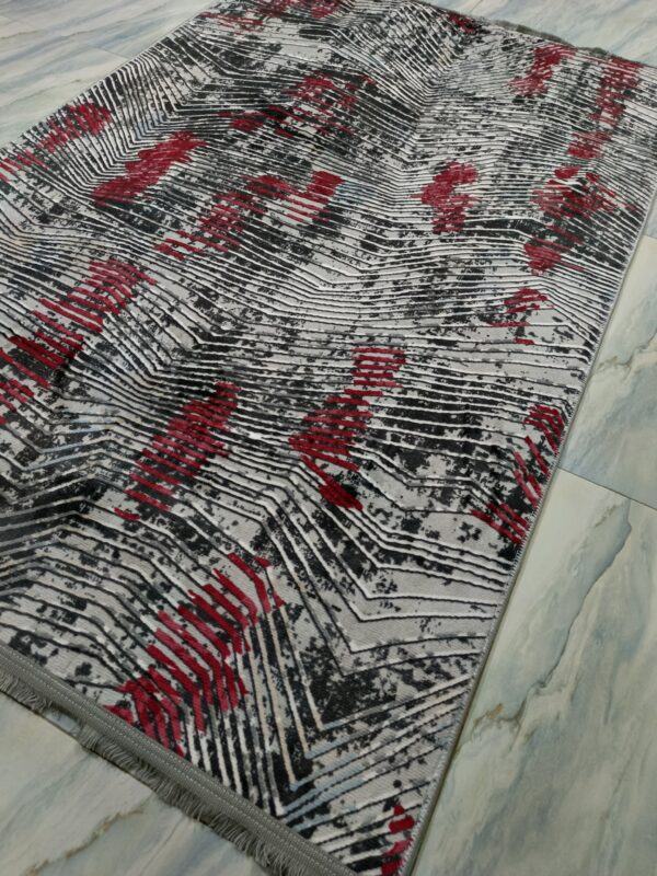 Abstract Turkish Rug – Red & Black Anti-Slip Soft Carpet for Living Room, Bedroom & Study Corners - Image 5