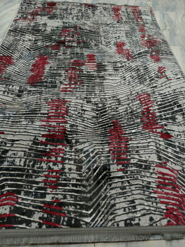 Abstract Turkish Rug – Red & Black Anti-Slip Soft Carpet for Living Room, Bedroom & Study Corners - Image 7