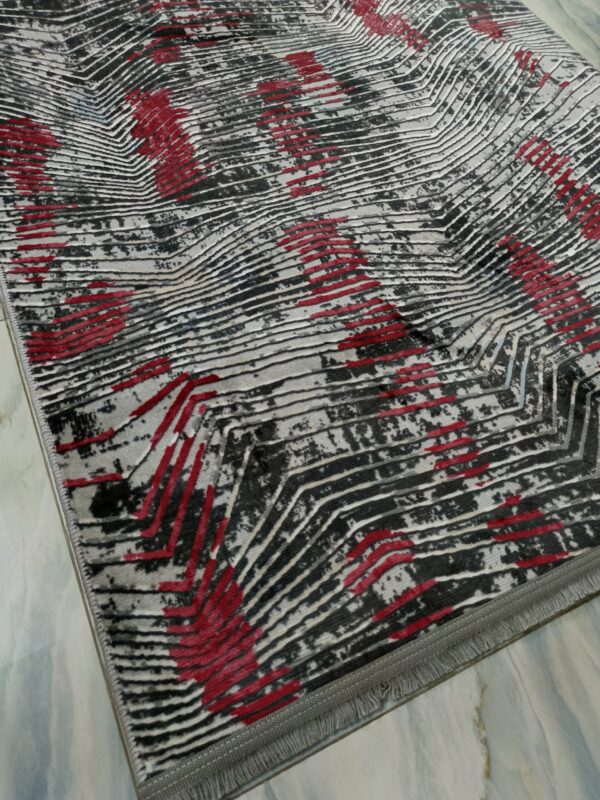 Abstract Turkish Rug – Red & Black Anti-Slip Soft Carpet for Living Room, Bedroom & Study Corners - Image 9