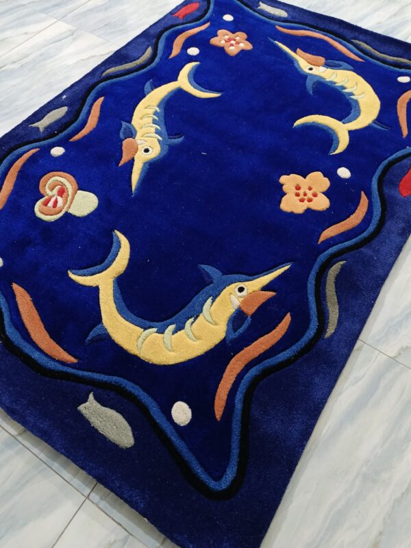 Deep Blue Sea Kids Rug – Soft Fish Theme Carpet | Playful & Cozy Floor Mat for Kids’ Room, Bedside & Reading Nooks - Image 4