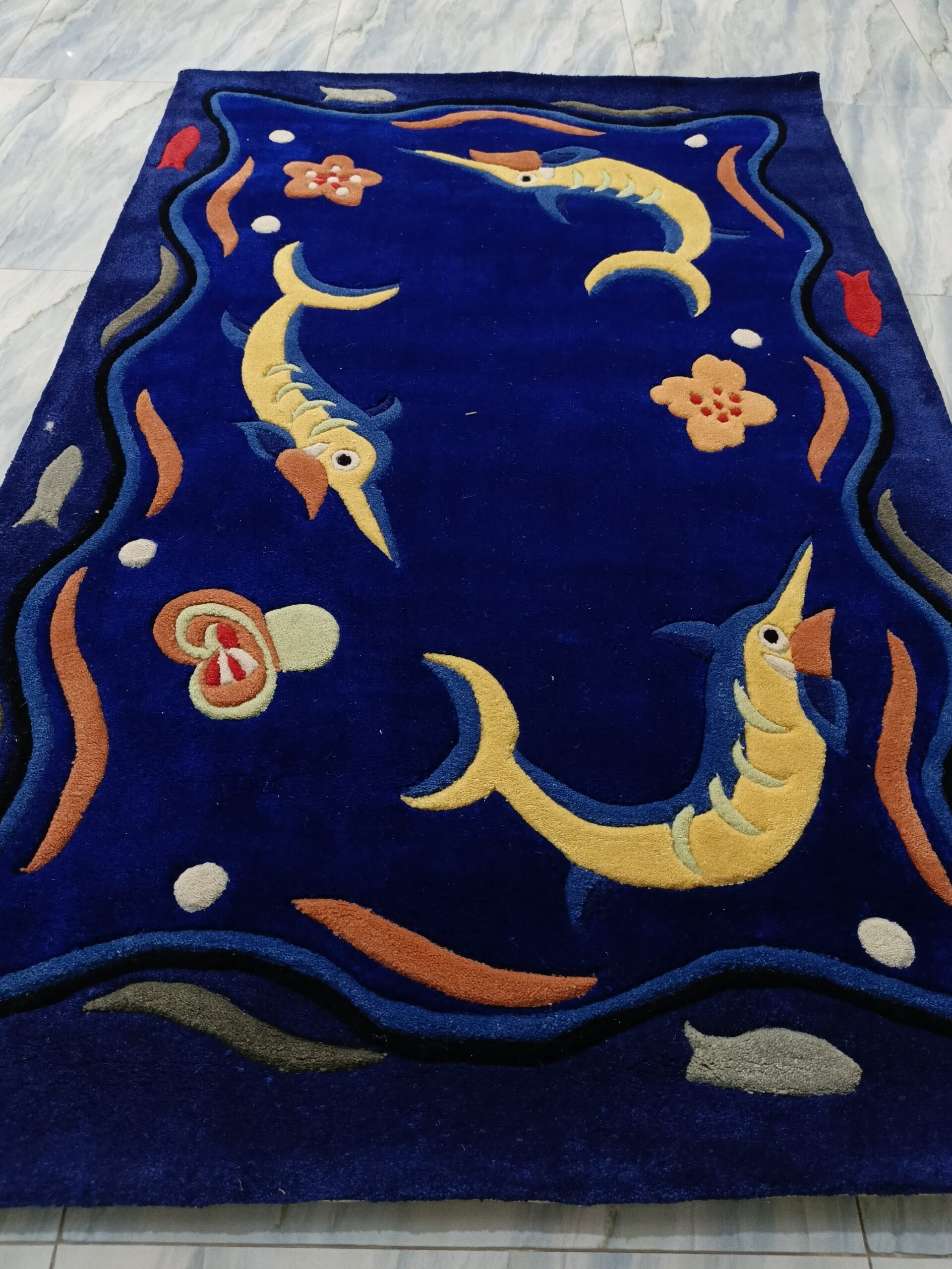 Deep Blue Sea Kids Rug – Soft Fish Theme Carpet | Playful & Cozy Floor Mat for Kids’ Room, Bedside & Reading Nooks