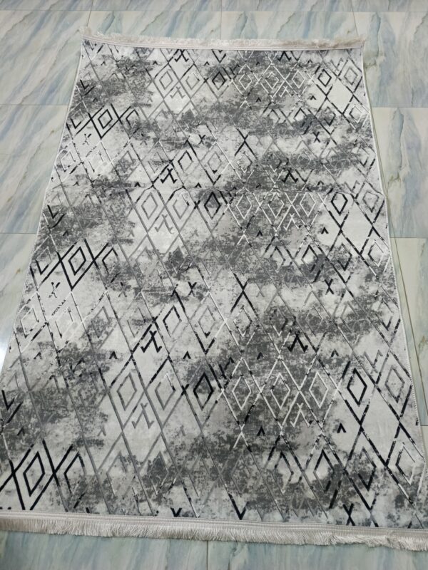 Grey Geometric Turkish Rug – Soft Anti-Slip Modern Carpet with Fringe for Living Room, Bedroom & Study Zones - Image 12