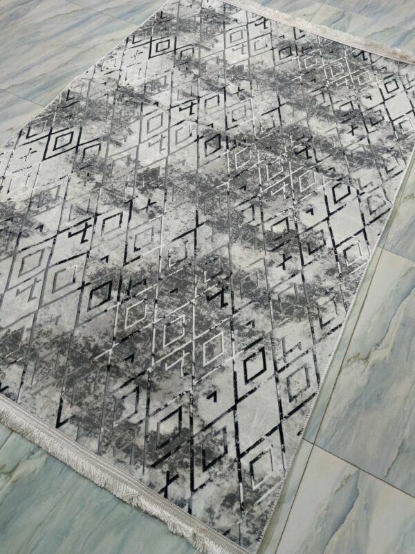 Grey Geometric Turkish Rug – Soft Anti-Slip Modern Carpet with Fringe for Living Room, Bedroom & Study Zones - Image 11